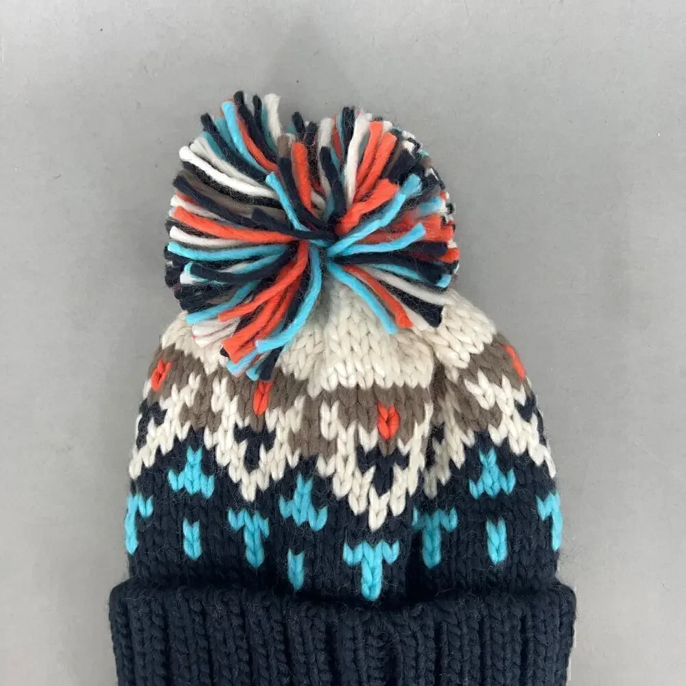 Beanie Fair Isle Knit Pom Pom Unisex One Size Cozy Nordic Scandinavian Snow - Picture 3 of 8